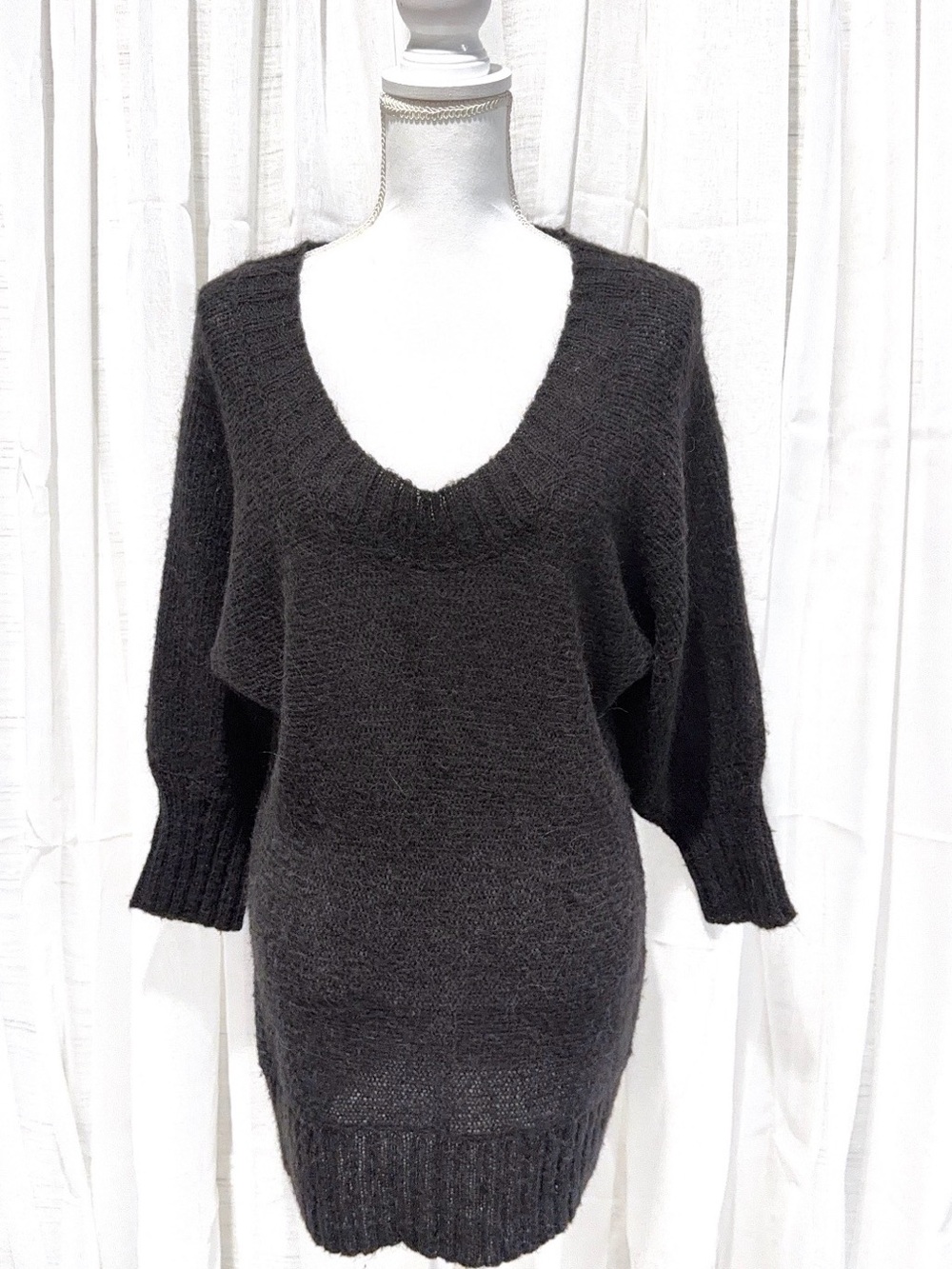 Free People Soft Black- dark gray  V-Neck Women's Sweater
